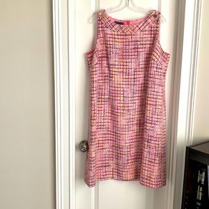Talbots Dress. Pink w gold button detail